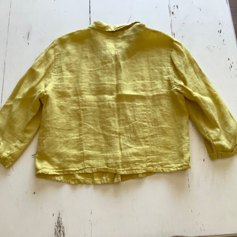 Flax 100% Linen Oversized Button Down Canary Yell… - image 8